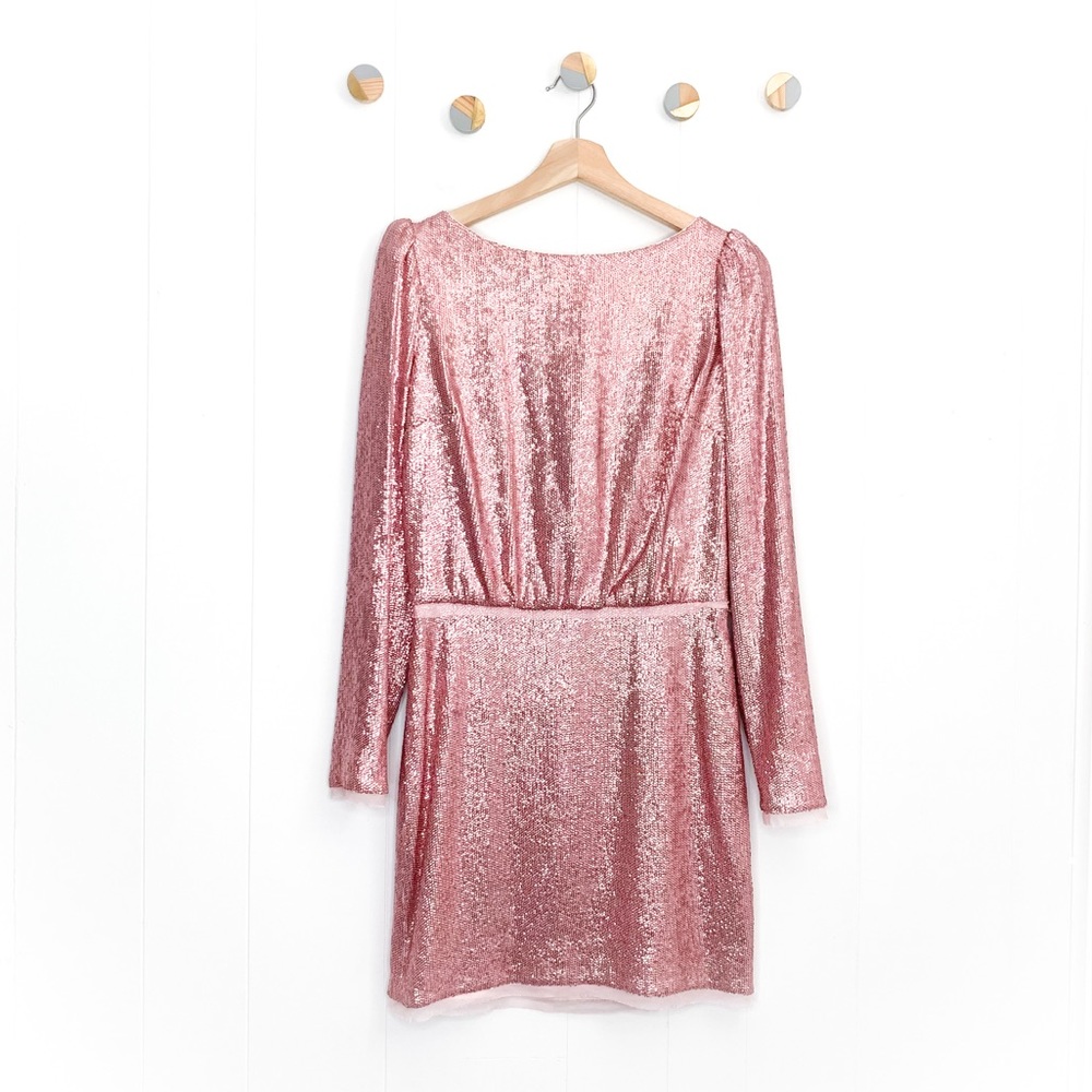 NWT Rachel Zoe Cadence Sequin Draped Open Back Dress Sparkle Pink